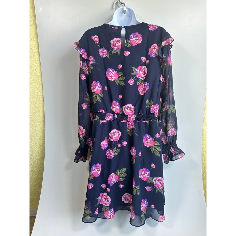 Maison Jules Navy Floral Dress Flowy Smocked Romantic Boho Chic Travel Large NWT - Picture 11 of 16